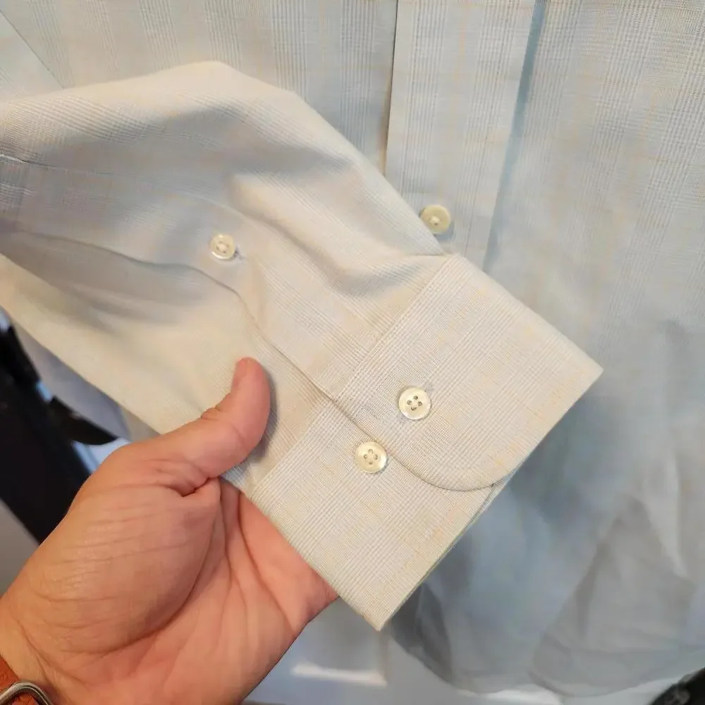 Brooks Brothers Slim Fit Non-Iron Dress Shirt - Light Blue Plaid- 16 4/5 - Picture 3 of 9